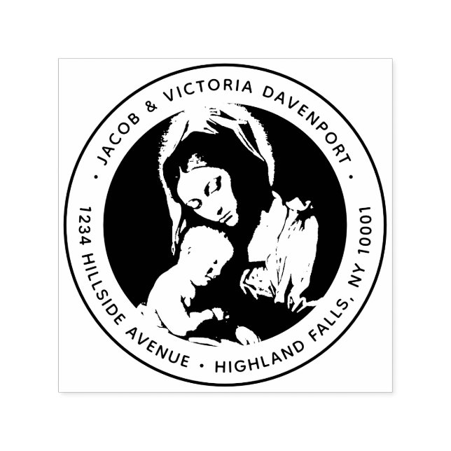 Sello Automático Elegante domicilio católico de Madonna y regreso d (Diseño)