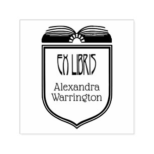 Sello Automático Elegante Escudo Ex Libris Nombre del libro Embosse