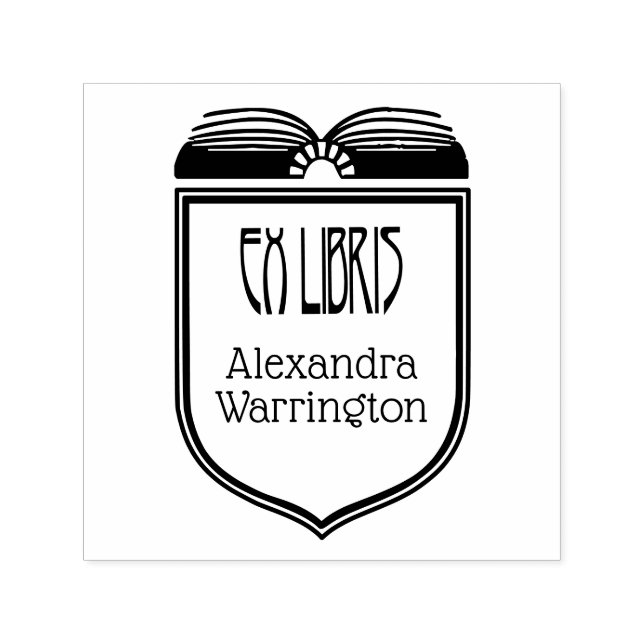 Sello Automático Elegante Escudo Ex Libris Nombre del libro Embosse (Diseño)
