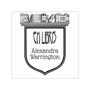 Sello Automático Elegante Escudo Librería Ex Libris Nombre del Libr