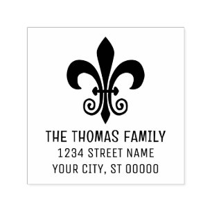 Sello Automático Elegante Fleur de Lis Heráldica #41 Nombre Direcci