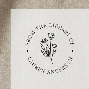 Sello Automático Elegante floral de la biblioteca de exlibris