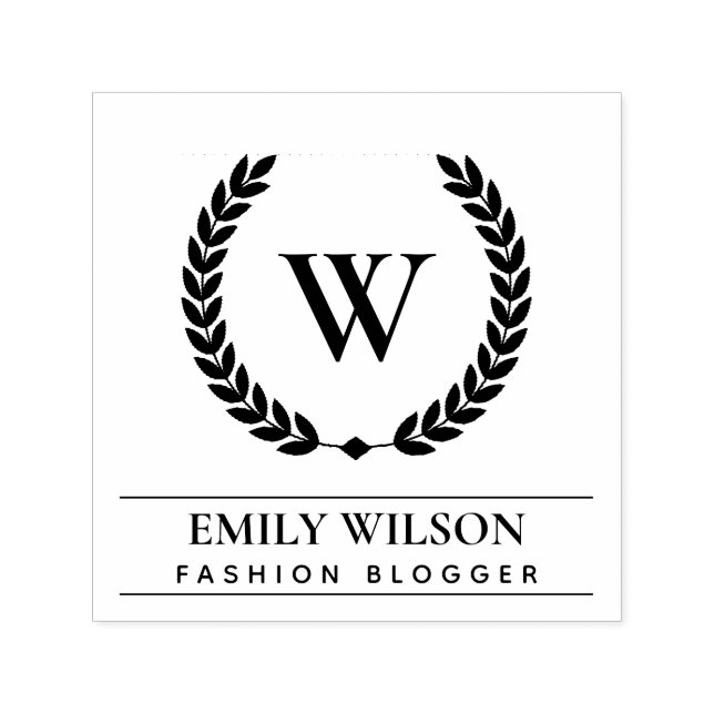 SELLO AUTOMÁTICO ELEGANTE FLORAL DE ORO LAUREL WREATER MONOGRAM INI (Diseño)