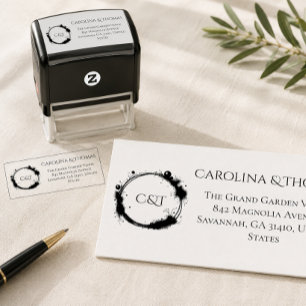 Sello Automático Elegante guión de boda destello de melocotón calig