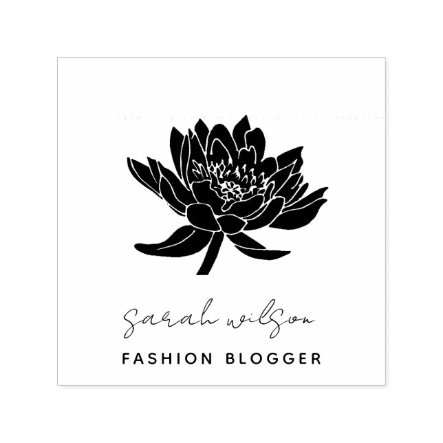 Sello Automático Elegante guión formal Botánico Lotus Floral (Diseño)