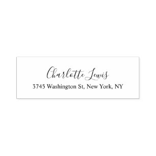 Sello Automático Elegante guión plano caligrafía en blanco y negro