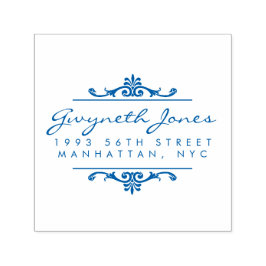 Sello Automático Elegante guión y elegantes ornamentos Dirección de