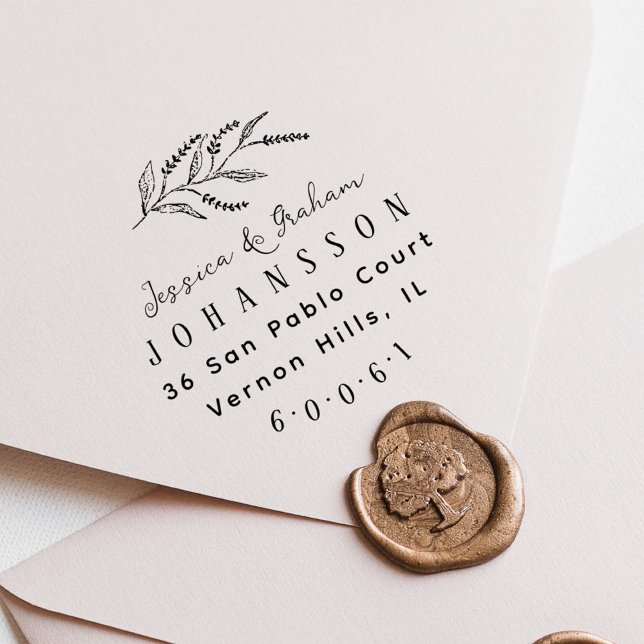 Sello Automático Elegante Lavanda Parejas Nombres Dirección de Reto (Elegant Lavender Couples Names Return Address Self-inking Stamp)