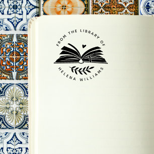 Sello Automático Elegante Libro Redondo Moderno Biblioteca Personal