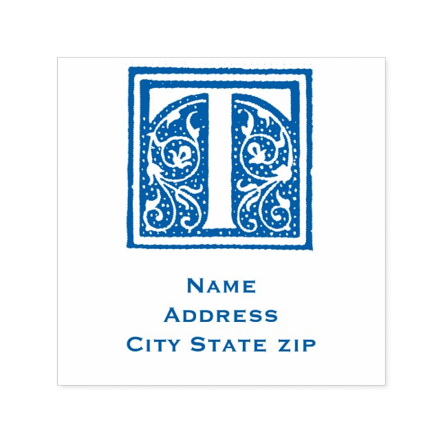 Sello Automático : Elegante Manuscrito Medieval Monograma Inicial " (Diseño)