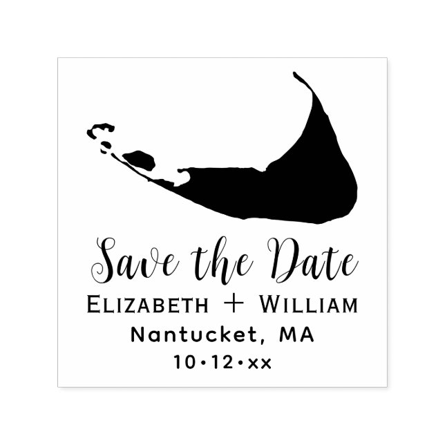 Sello Automático Elegante Mapa de Nantucket Boda Guardar la Fecha (Diseño)