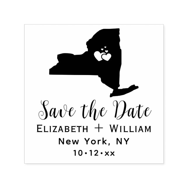 Sello Automático Elegante mapa del estado de Nueva York para boda S (Diseño)