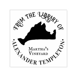 Sello Automático Elegante Martha's Vineyard Map OL Library Book Nam