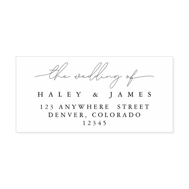 Sello Automático Elegante Moderno Script Nombres Boda Dirección de  (Diseño)