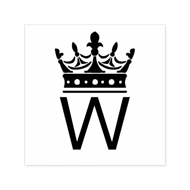 Sello Automático Elegante Monograma de Inicial Única Coronada (Diseño)