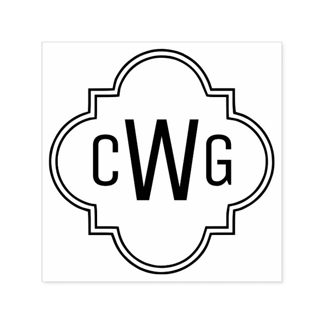 Sello Automático Elegante Monograma Inicial Cuatrefoil Marroquí 3 # (Diseño)