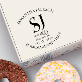 Sello Automático Elegante Monograma Nombre Panadería Negocio