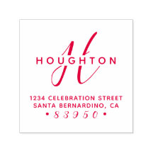 Elegante Monograma Script Nombre de familia Direcc