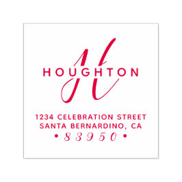 Sello Automático Elegante Monograma Script Nombre de familia Direcc