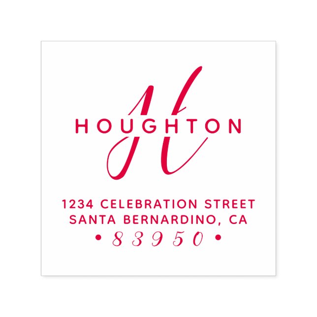 Sello Automático Elegante Monograma Script Nombre de familia Direcc (Diseño)