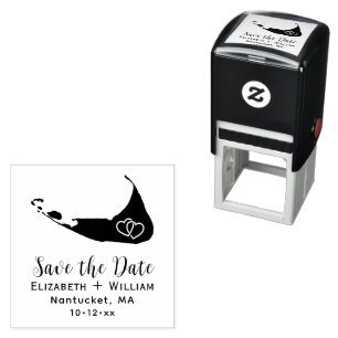 Sello Automático Elegante Nantucket Map Wedding Save the Date