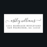 Sello Automático Elegante nombre de escritura caligráfica y direcci<br><div class="desc">Sello de tinta automática con nombre y dirección de devolución simple y moderno, con tu nombre en elegante caligrafía de escritura a mano y tipografía moderna. Simplemente agrega tu nombre y dirección a todos tus sobres de invitación. Diseñado exclusivamente para ti por Happy Dolphin Studio. Si necesitas ayuda o productos...</div>