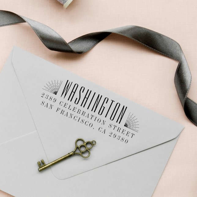 Sello Automático Elegante nombre de familia Art Deco y dirección de (Subido por el creador)