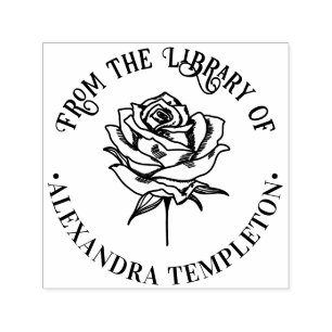 Sello Automático Elegante nombre de libro de biblioteca Rose Bloom