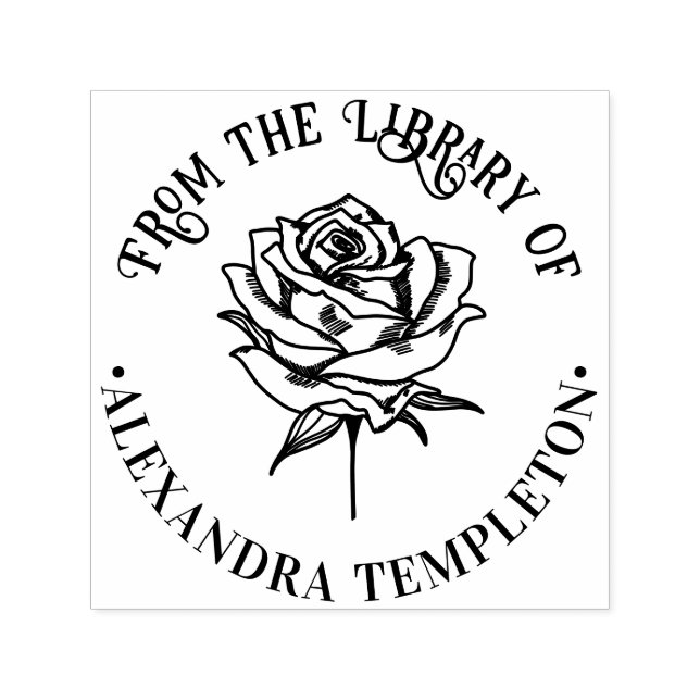 Sello Automático Elegante nombre de libro de biblioteca Rose Bloom  (Diseño)