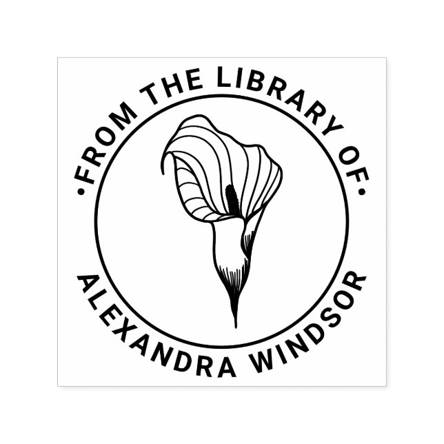 Sello Automático Elegante nombre del libro de biblioteca Calla Lily (Diseño)
