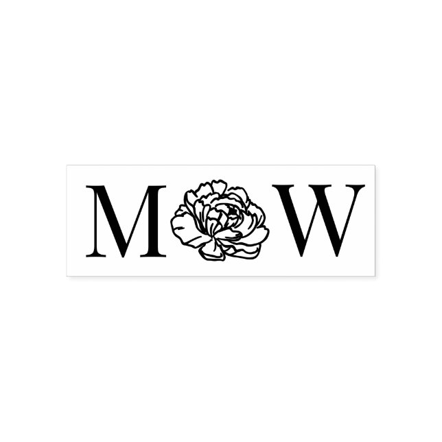 Sello Automático Elegante Peony Flower 2 Boda inicial pareja (Diseño)