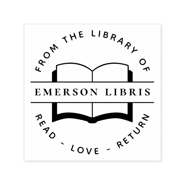 Sello Automático Elegante personalizado "De la biblioteca de" Libro (Diseño)