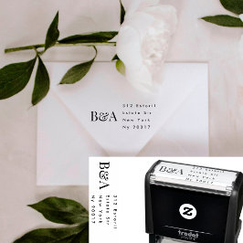 Sello Automático Elegante Premium | Boda de monograma editable