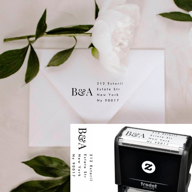 Sello Automático Elegante Premium | Boda de monograma editable (Subido por el creador)