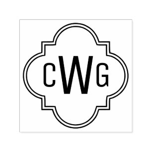 Sello Automático Elegante Quatrefoil marroquí 3 Monograma inicial #