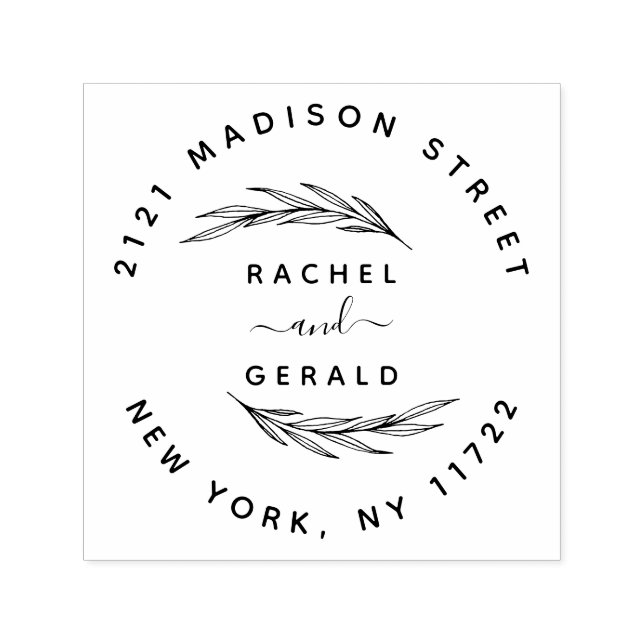 Sello Automático Elegante Rústico Boda Nombres Personalizados Direc (Diseño)