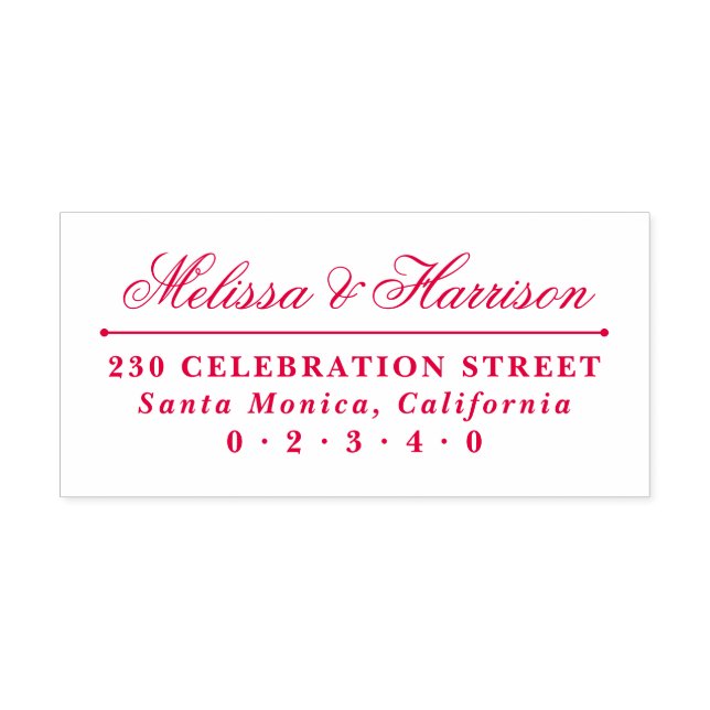Sello Automático Elegante Script Boda Nombres Dirección de devoluci (Diseño)