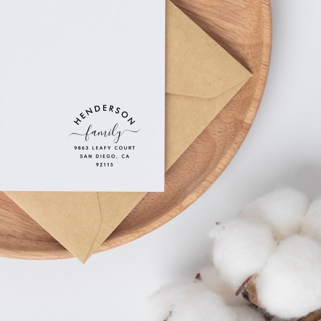 Sello Automático Elegante Script Dirección de devolución de familia (Subido por el creador)