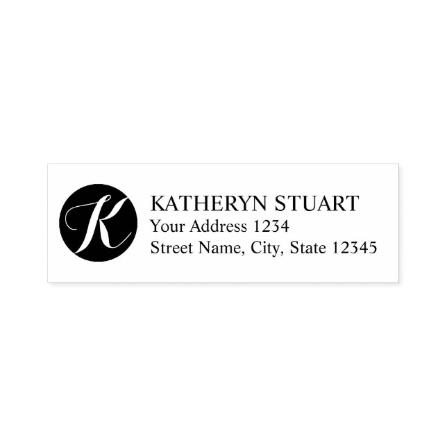 Sello Automático Elegante Script Monograma Dirección de retorno (Diseño)