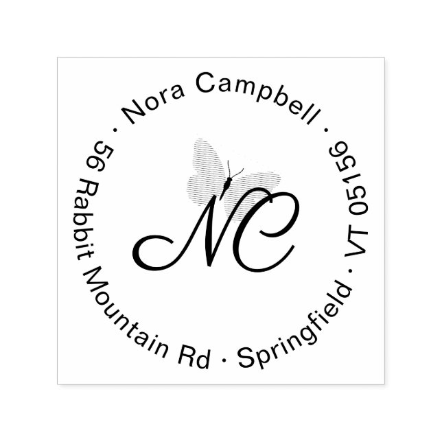 Sello Automático Elegante Script Monograma Dirección de retorno de  (Diseño)