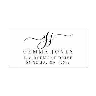 Sello Automático Elegante Script Monograma Iniciales Nombre