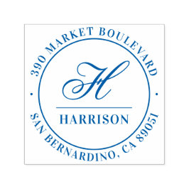 Sello Automático Elegante Script Monograma Nombre de familia Direcc