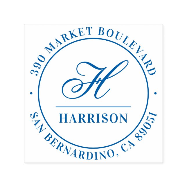 Sello Automático Elegante Script Monograma Nombre de familia Direcc (Diseño)