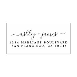 Sello Automático Elegante Script Names Boda Dirección de devolución