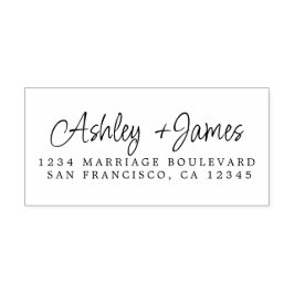 Sello Automático Elegante Script Names Boda Dirección de devolución