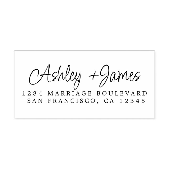 Sello Automático Elegante Script Names Boda Dirección de devolución (Diseño)