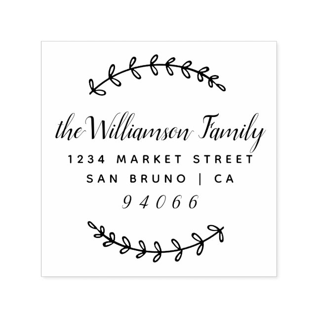 Sello Automático Elegante Script y ramas rusticas Dirección de devo (Diseño)