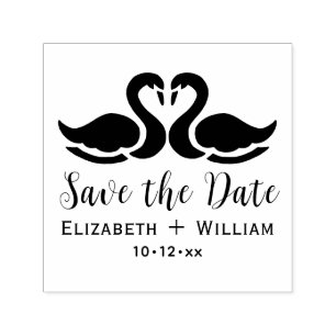 Sello Automático Elegante silueta de 2 cisnes boda Save the Date