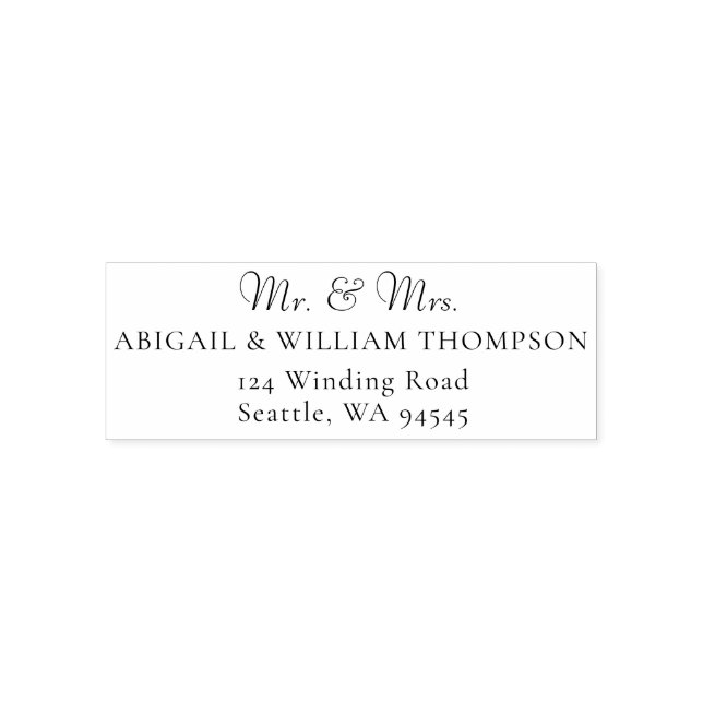 Sello Automático Elegante Sr. Sra. Dirección de devolución de boda  (Diseño)