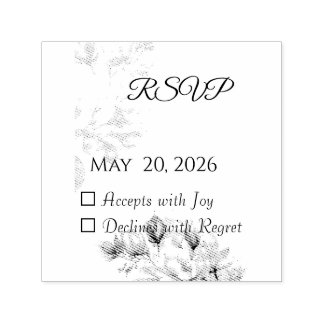 Sello Automático Elegante Tarjeta RSVP Beige Magnolia clásica